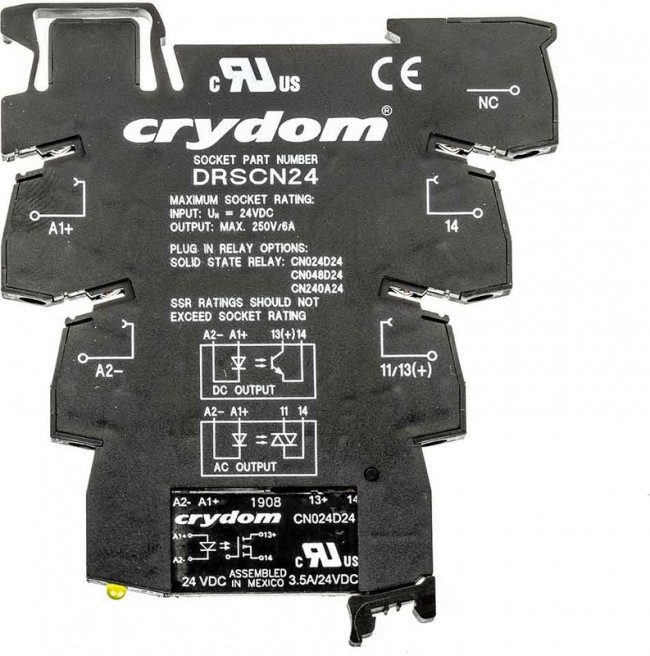 DRA-CN024D24, Твердотельное реле, SPST-NO, 3.5 А, 24 В DC, DIN-рейка, Винт, Переход Через Нуль