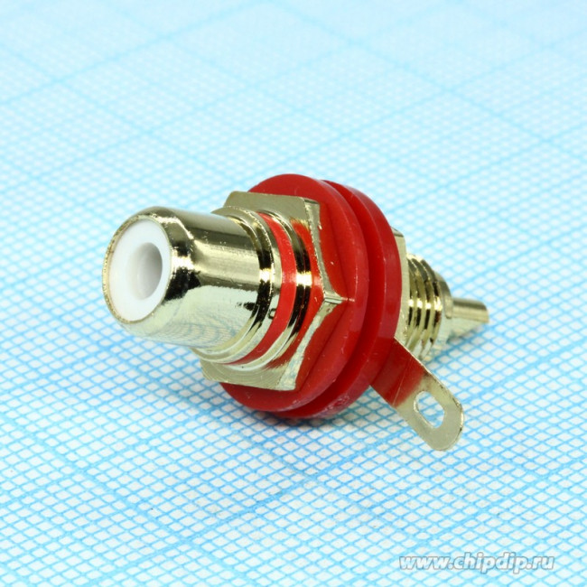 RS-115G, RCA красное гнездо на панель (зол.)