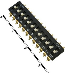 SWD 4-12, DIP-переключатель , серия , 30 мОм, 12 (ON-OFF) с шагом 2,54 мм, 4.45х31.44х9.8 мм