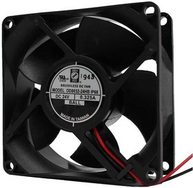 OD8032-24HBIP68, DC Fans DC Axial Fan, 80x80x32mm, 24VDC, 77CFM, 7.8W, 0.33A, 50dBA, Ball, Wire, IP68