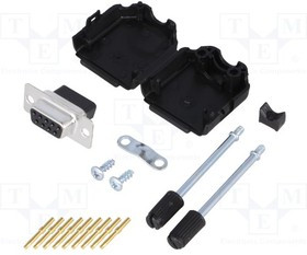 DPPK09-BK-DBCS-K, Разъем D-Sub; PIN: 9; вилка; "мама"; обжим; на провод; черный