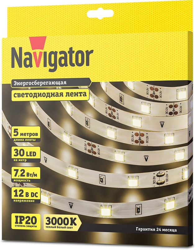 СД Лента Navigator 71 414 NLS-5050WW30-7.2-IP20-12V R5