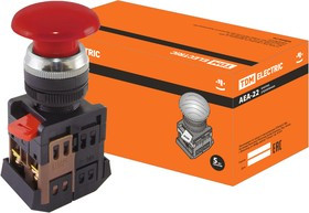 SQ0704-0015, Кнопка AEА-22 "Грибок" красный d22мм 1з+1р TDM