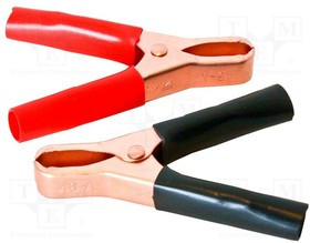 BU-46A-KIT, Зажим "крокодил"; 50А; Диап.захвата: макс.29мм; черный,красный