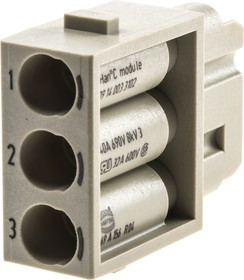 09140033102, Heavy Duty Power Connector Module, 40A, Female, Han-Modular Series, 3 Contacts