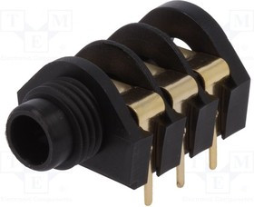 CL12345, Гнездо, Jack 6,3мм, "мама", Кол-во полюс: 3, угловой 90°, THT