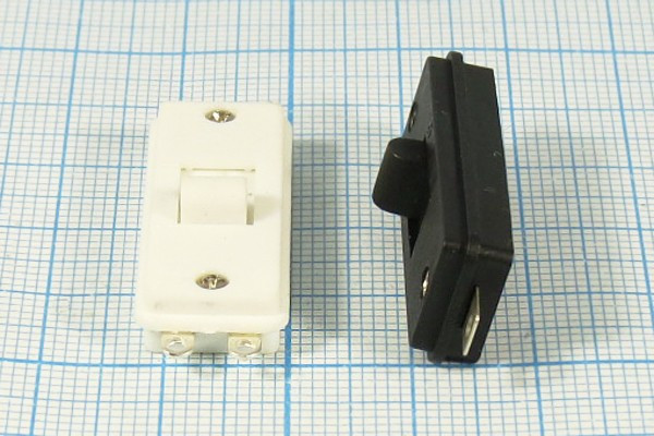 Движковый переключатель на два положения, белый; №10610 ПДв 31,9x12,4h9,3\3C\6А250В\ OFF-ON\бел\SA-1205