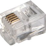 06-0080-A2, Разъем телефонный на кабель, штекер 6Р4С (Rj-11), под обжим, 2 шт.