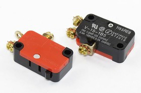 Микропереключатель, размер 28x10 x16, 15А, переключение ON-(ON), размер концевика H18, V15-1B5A