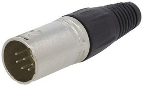 FC6180, Вилка, XLR, "папа", PIN: 7, прямой, на провод, пайка, посеребренные