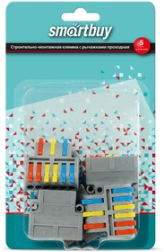 Строительно-монтажная клемма с рычажками проходная 3-6 полюсов, 5 шт. (SBE-cwcc-3-6-rp)