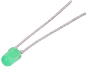 TLHG4400-AS12Z, LED; 3mm; green; 16?32mcd; 30°; Front: convex; 2.4?3V; Pitch: 2.54mm