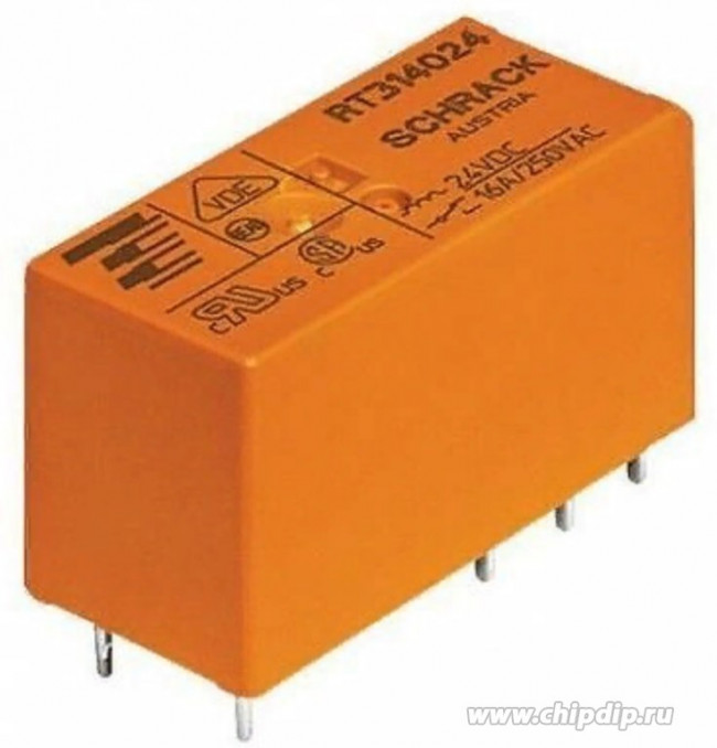 RT314024, (9-1393239-8), Реле электромагнитное 1-Form-C,SPDT,1CO 24VDC/16A