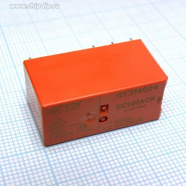 RT314024, (9-1393239-8), Реле электромагнитное 1-Form-C,SPDT,1CO 24VDC/16A