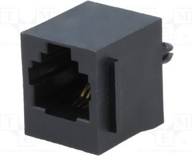 RJJU641410E1V088, Гнездо, RJ11, PIN: 4, Кат: 5, Конф: 6p4c, THT, прямой