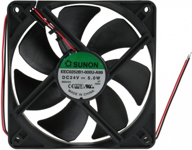 EEC0252B1-000U-A99, Вентилятор осевой, 24В DC, 120x120x25мм, подшипник качения, 183,8куб.м/ч, 44,5дБА