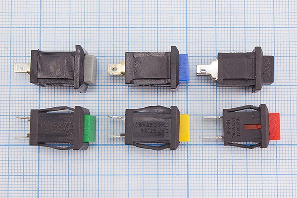 Включатель кнопочный без фиксации (SPST), OFF-(ON) жёлтого цвета, 220В/1А; №154 Y ПКн\250\ 1,5\(SPST)\13x11\ чер\жел\\2C\PBS-15B\