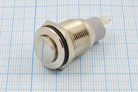 Переключатель кнопочный, d16, 220В, 3.0А, ON-(OFF), металлический, контакты 5C, LA16JSH