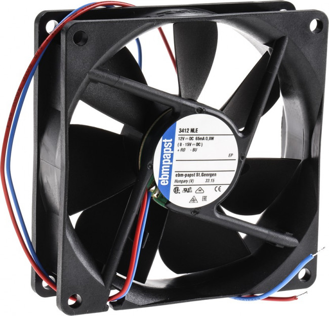3412NLE, 3400 N Series Axial Fan, 12 V dc, DC Operation, 61m³/h, 800mW, 92 x 92 x 25mm