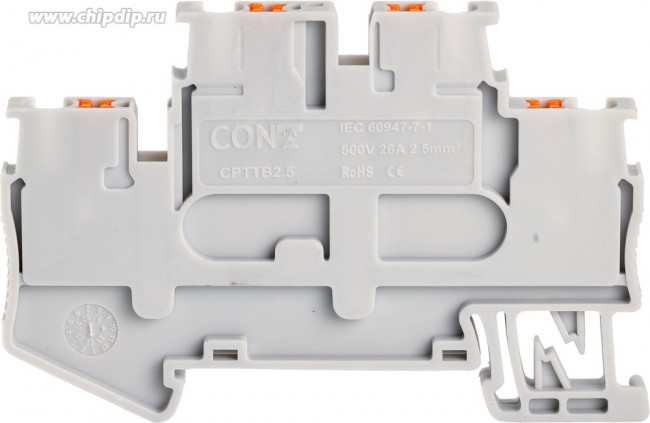 Клемма двухъярусная 2.5кв.мм, PUSH-IN