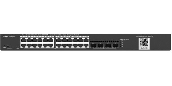 Коммутатор Reyee 24-Port Gigabit L2 Managed POE Switch, 24 Gigabit RJ45 POE/POE+ Ports, 4 SFP Slots, 370W PoE power budget, 19-inch Rack-mou Коммутатор Reyee 24-Port Gigabit L2 Managed POE Switch, 24 Gigabit RJ45 POE/POE+ Ports, 4 SFP Slots, 370W PoE power budget, 19-inch Rack-mou