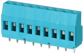 TB009-508-09BE, Fixed Terminal Blocks Terminal block, screw type, 5.08 , horizontal, 9 poles, CUI Blue, slotted screw, PCB mount