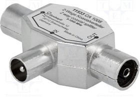 T-SPLIT-MFF, Разветвитель антенная вилка 9,5 мм,антенная 9,5 мм гнездо x2