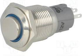 V16-11HR-12B-S, Переключатель: антивандальный, Пол: 2, SPDT, 0,5A/220ВAC, 1A/24ВDC