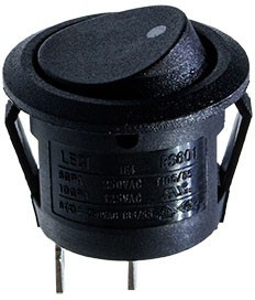 RS601C-1010051BB, переключатель клавишный ON-OFF 250B 6A черный (= RL3-5ABBAT-H-G, R13-112ABBAT)