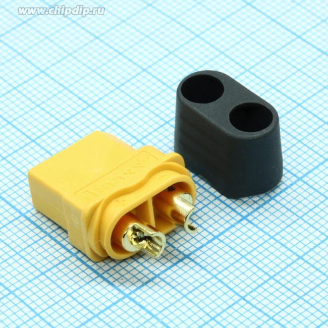 XT60-F, Вилка питания DC XT60 "мама" провод под пайку Цвет желтый
