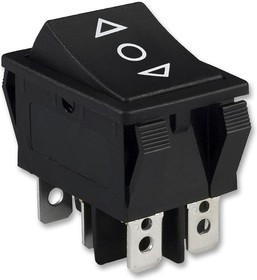 R5DBLKBLKHF0, SWITCH, ROCKER, DPDT, 15A, 125VAC, BLACK