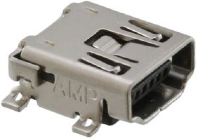 1734327-2, (Miникель USB TYPE A), Разъем mini USB А угловой розетка на плату