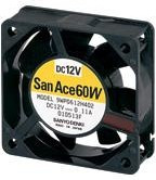 9WP0612H4011, DC Fans DC Axial Fan, 60x60x25mm, 12VDC, 18.7CFM, Splash Proof, Ribless, Tach, IP68
