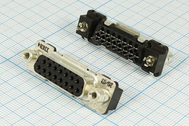 Разъем D-SUB розетка, контакты 15P, на плату, DBB-15F [3-338314-2]