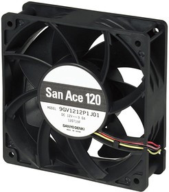 9GV1224P1J01, 9GV Series Axial Fan, 24 V dc, DC Operation, 380.6m³/h, 36W, 1.5A Max, 120 x 120 x 38mm