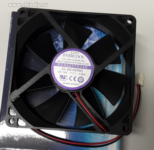 EC9225TH24EL, Вентилятор 24В, 92х92х25мм , подш. самосмазывающийся, 3400 об/мин