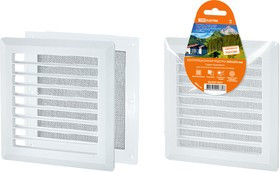 Решетка разъемная с москитной сеткой, прямые жалюзи, 203х203 TDM Решетка разъемная с москитной сеткой, прямые жалюзи, 203х203 TDM