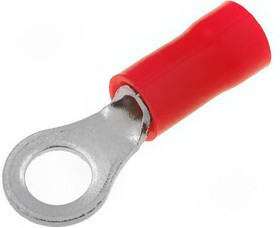 34145, PLASTI-GRIP Insulated Ring Terminal, 4mm Stud Size, 0.26mm² to 1.65mm² Wire Size, Red