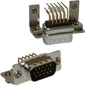 181-M26-113R141, D-Sub High Density Connectors 26P HD Male Vert Dip Machin Nickl W/Bdlc