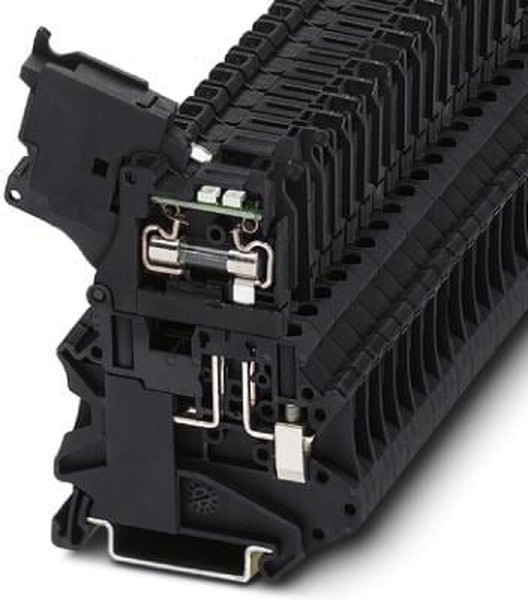 Клемма с держателем предохранителя UT 4-HESILED 24 (5X20) /6,2mm, винтовая, 2 присоед., 4(max 6)mm2, 6,3A, с индикатором 24V, черная Клемма с держателем предохранителя UT 4-HESILED 24 (5X20) /6,2mm, винтовая, 2 присоед., 4(max 6)mm2, 6,3A, с индикатором 24V, черная