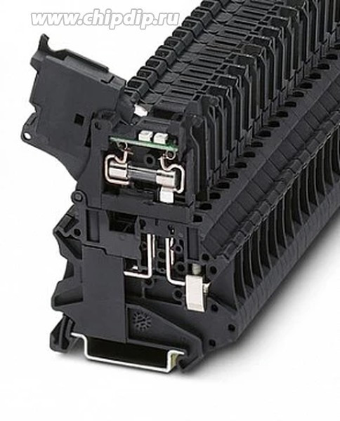 Клемма с держателем предохранителя UT 4-HESILED 24 (5X20) /6,2mm, винтовая, 2 присоед., 4(max 6)mm2, 6,3A, с индикатором 24V, черная Клемма с держателем предохранителя UT 4-HESILED 24 (5X20) /6,2mm, винтовая, 2 присоед., 4(max 6)mm2, 6,3A, с индикатором 24V, черная