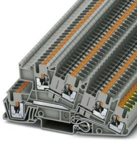 Protective conductor terminal, push-in connection, 0.14-4.0 mm², 5 pole, 24 A, 6 kV, gray, 3213949 Protective conductor terminal, push-in connection, 0.14-4.0 mm², 5 pole, 24 A, 6 kV, gray, 3213949