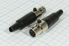 Разъем микрофонный miniXLR розетка, контакты 6P, монтаж на кабель, B8.5, MC981-6P