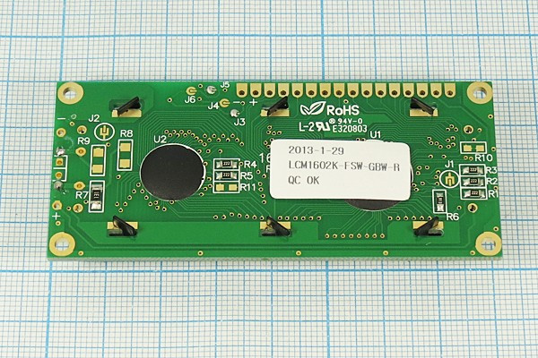 ЖК матрица с подсветкой белым, 16 разрядная, 2 строчная, 80x36мм; №6066 W жкм 16 \ 2\ 80x 36\IL бел\\LCM1602K-FSW-GBW-R\