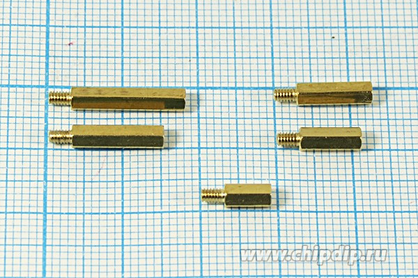 Стойка для печатных плат PCHSN2-8, латунь, M2; №4725 B стойка L 8,0\М2x3-М2\ S3\лат\\PCHSN2