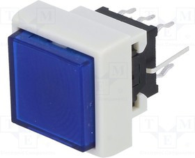 PB6133FBL-4, Переключатель: клавиатура, Пол: 2, DPDT, 0,1A/30ВDC, синий, LED