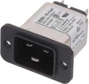 20SRB1-W, AC Power Entry Modules 20A, Flnge Mnt Spade TML, W