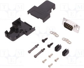 TRI-P-09-DMP-K, Разъем D-Sub; PIN: 9; вилка; "папа"; пайка; на провод; черный