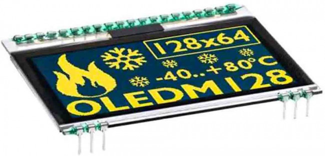 EA OLEDM128-6GGA, OLED Displays & Accessories Graphic OLED Yellow 128x64 with glass EA OLEDM128-6GGA, OLED Displays & Accessories Graphic OLED Yellow 128x64 with glass