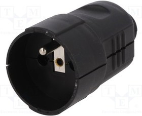 08253, Разъем: питания AC, "мама", гнездо, 2P+PE, 230ВAC, 16А, черный